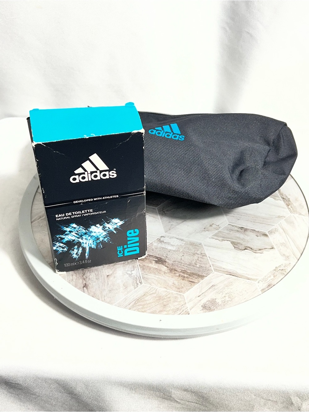 Adidas Ice Dive Eau De Toilette 3.4oz 100ml Men’s Cologne with Travel Bag